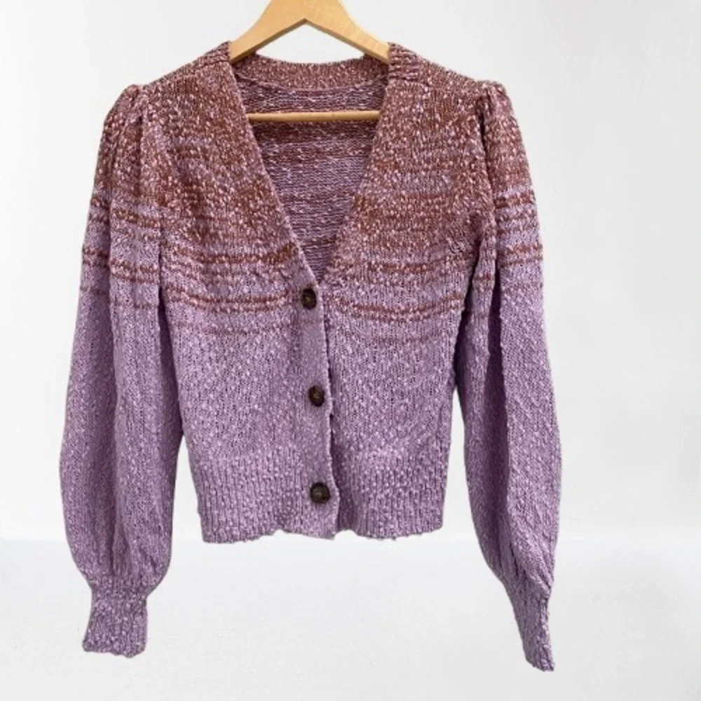 NEW J.Crew Reversible Space Dyed‎ Cardigan Sweater Mauve Purple Small